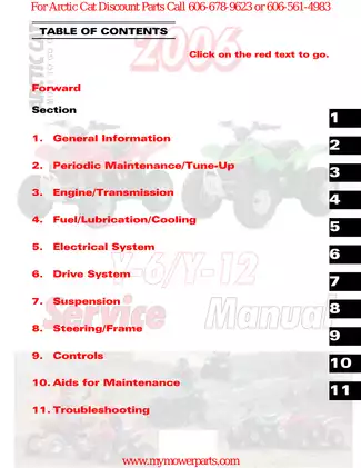 2006 Arctic Cat Y-6/Y-12 Youth ATV Service Manual Preview image 2