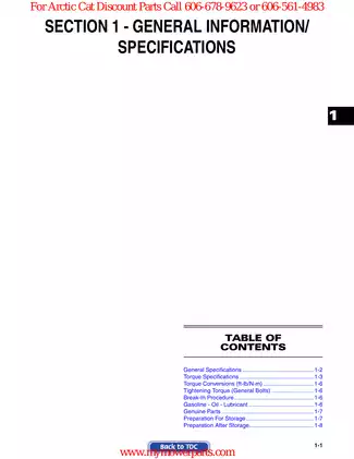 2009 Arctic Cat ATV Service Manual Preview image 3