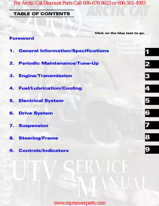 2009 Arctic Cat Prowler XT, Prowler XTX UTV service manual Preview image 2