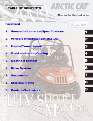 2009 Arctic Cat Prowler XTZ UTV service manual Preview image 2