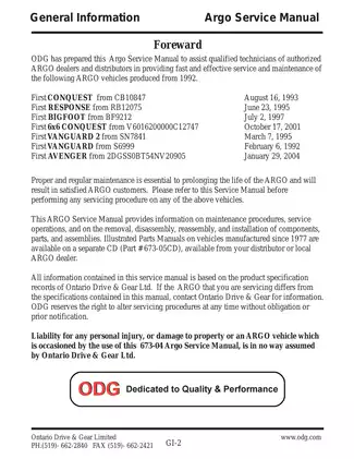 Comprehensive Argo Service Manual for 1992+ Models Preview image 5