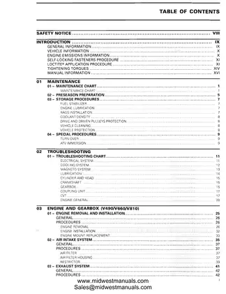 2007-2008 Can-Am 500, 650, 800 Outlander Renegade ATV service manual Preview image 2