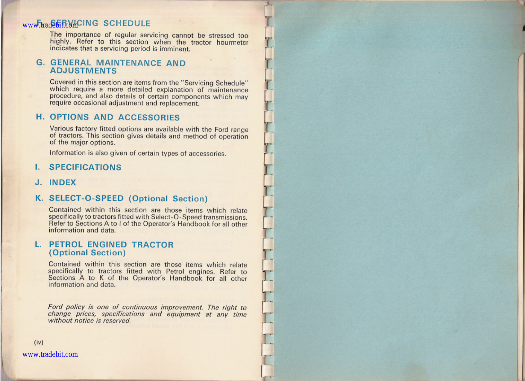Ford 2000, 3000, 4000, 5000 utility tractor operator´s handbook Preview image 4