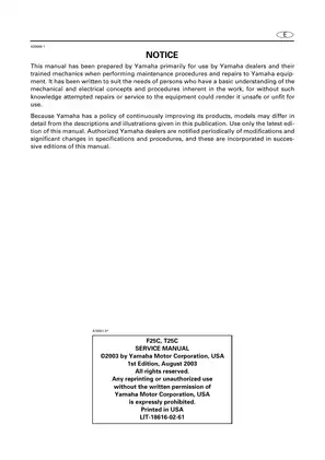 Yamaha F25C & T25C Outboard Motor Service Manual (2003) Preview image 2
