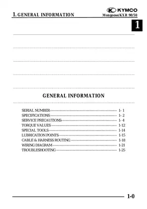 KYMCO Mongoose KXR 90/50 Service Manual - Comprehensive Maintenance Guide Preview image 3