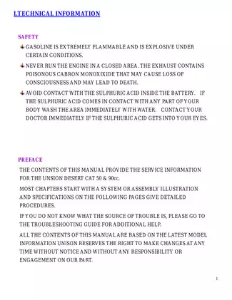 Unison Desert Cat 50 & 90cc Complete Service Manual Preview image 3