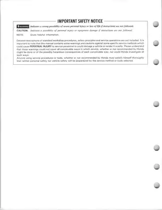 Honda TRX250 FourTrax 1987-1988 Service Manual Preview image 2