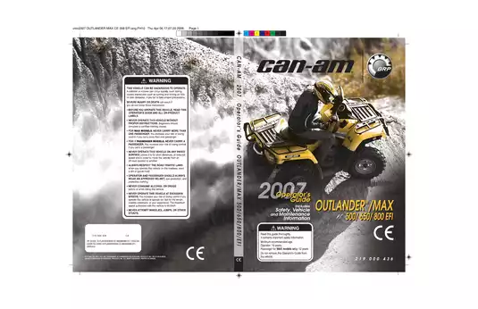 2007 Can-Am Outlander 500, 650, 800 EFI MAX operator´s guide Preview image 1