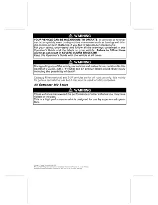 Comprehensive Operator's Guide for 2007 Can-Am Outlander 800 ATV Preview image 2