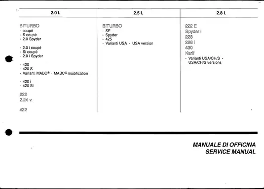 Comprehensive Maserati Biturbo Service Manual Preview image 2