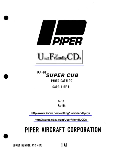 Preview: 1950–1982 Piper PA-18 Super Cub Parts Catalog (P/N 752-451)