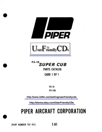 Piper PA-18 Super Cub Parts Catalog Manual (1950-1982)