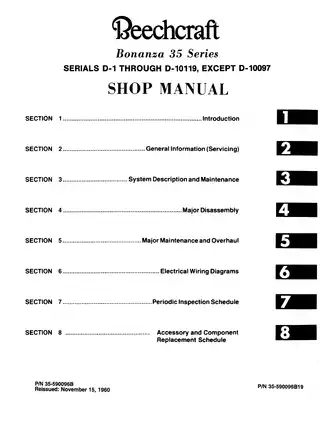 Beechcraft Bonanza 35 series shop manual