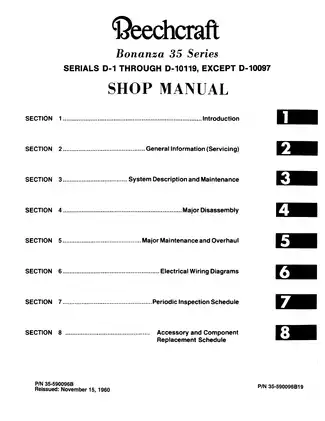 Beechcraft Bonanza 35 series shop manual Preview image 1