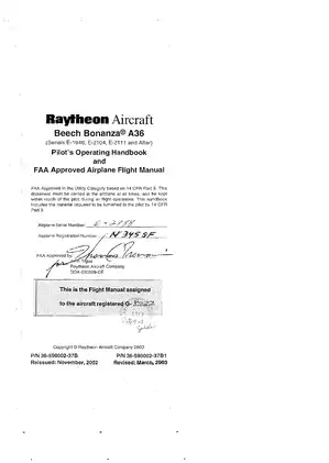 Beech Bonanza A36 Pilot’s Operating Handbook and FAA Approved Flight Manual Preview image 3