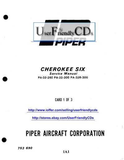 Preview: 1965–1986 Piper Cherokee Six PA-32-260/PA-32-300/PA-32R-300 Service Manual (P/N 753 690)