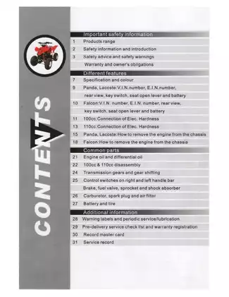 Kazuma 110cc ATV Service Manual - Complete Guide for Safe Maintenance and Operation Preview image 3