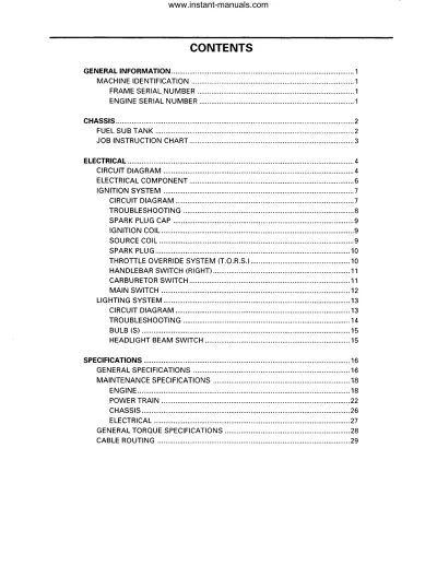 Preview: 1982–2009 Yamaha BR250T, BR250TS, and BR250TJ Bravo OEM Service Manual (P/N LIT-12618-00–41)