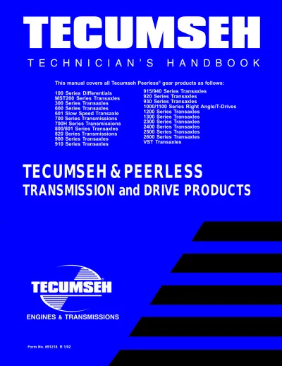 Preview: Tecumseh Diesel Engine 1964–2002 Service Manual (P/N 691218)