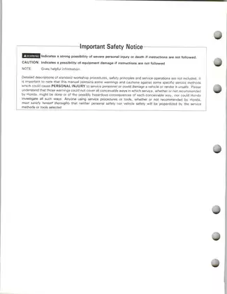 Honda TRX250X ATV Service Manual (1991-1992) - Comprehensive Repair Guide Preview image 2