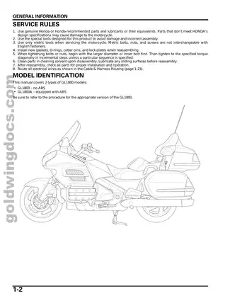 2001-2005 Honda Gold Wing GL 1800 service manual Preview image 5