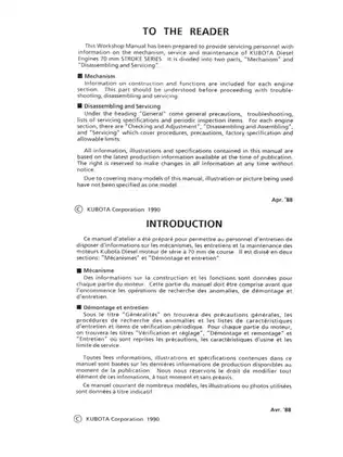 Kubota Z500-B, Z600B, ZH600-B, D650-B, D750-B, 70mm stroke engine manual Preview image 2