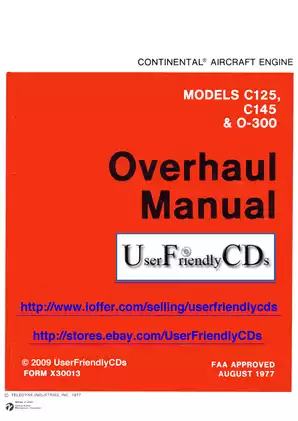 Continental Aircraft Engine Overhaul Manual for C-125, C-145 & O-300 Series