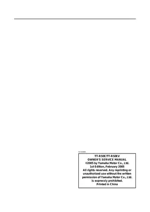 Yamaha TT-R50E/TT-R50EV Owner’s Service Manual - Complete Guide Preview image 2