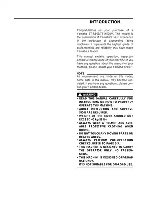 Yamaha TT-R50E/TT-R50EV Owner’s Service Manual - Complete Guide Preview image 4