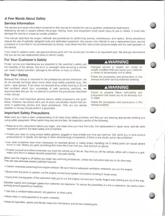 Honda TRX250EX Service Manual (2006-2011) - Comprehensive Repair Guide Preview image 2