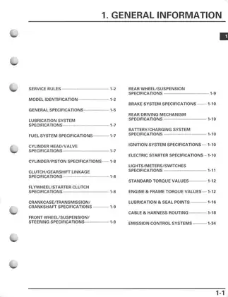 2006-2011 Honda TRX250EX, TRX250X service manual Preview image 5