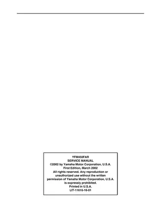 Yamaha YFM450FAR Service Manual (2002) - Comprehensive Repair Guide Preview image 2