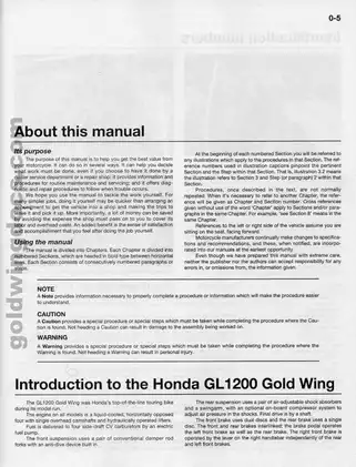 Honda GL1200 Gold Wing Owner's Workshop Manual (1984-1987) Preview image 4
