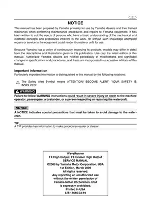 Yamaha WaveRunner FX High Output Service Manual (2009) Preview image 2