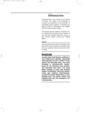 Yamaha YZ Series Digital Service Manual - Comprehensive Guide for Operation and Maintenance Preview image 2