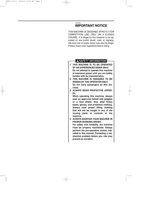 Yamaha YZ Series Digital Service Manual - Comprehensive Guide for Operation and Maintenance Preview image 3