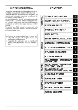 Daelim S2 125 service manual Preview image 2