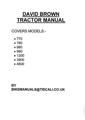David Brown 770, 780, 880, 990, 1200, 3800, 4600 tractor shop manual Preview image 1