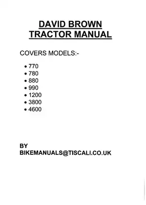 David Brown Tractor Repair Manual: Comprehensive Guide for Models 770, 780, 880, 990, 1200, 3800, and 4600