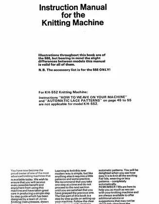 Comprehensive Manual for KH-552 and 588 Knitting Machines Preview image 3