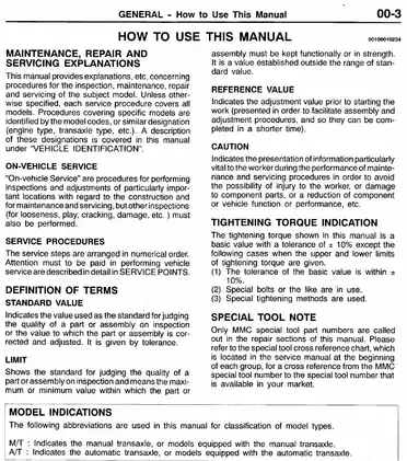 1993-2002 Mitsubishi Mirage service manual Preview image 3