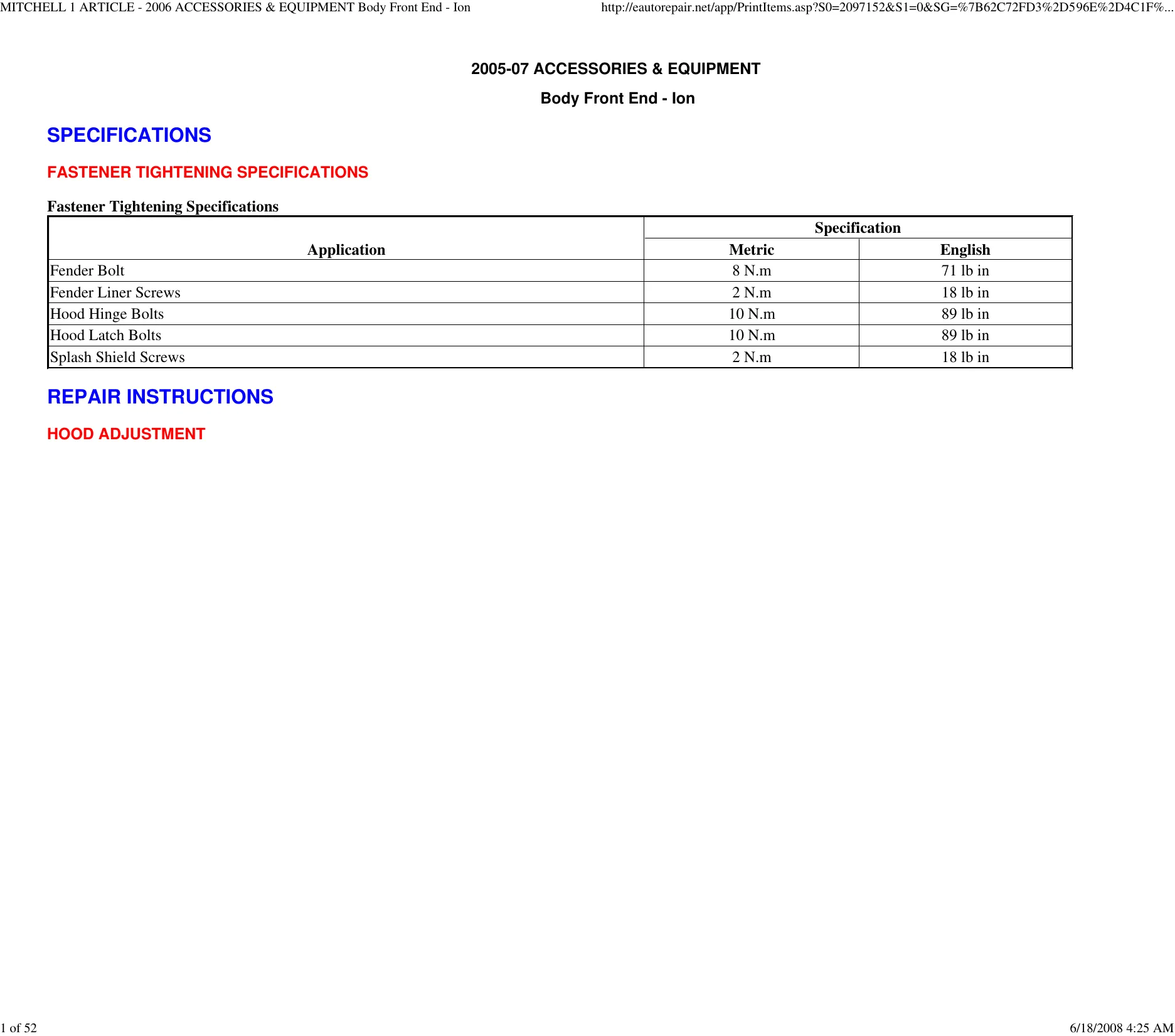 2005-2007 Saturn Ion repair manual