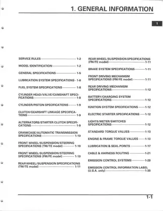 2004-2006 Honda TRX350 FourTrax Rancher Service Manual Preview image 4