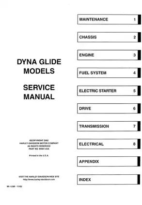 Harley Davidson Dyna Glide Service Manual (2001-2004) Preview image 2