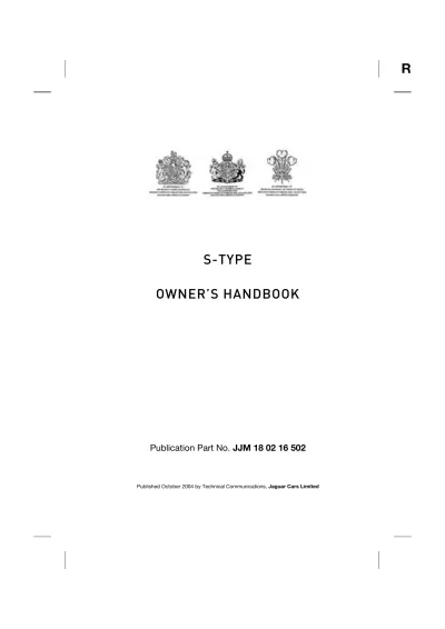 2005 Jaguar S-Type Owner's Manual (P/N JJM 18 02 16 502)