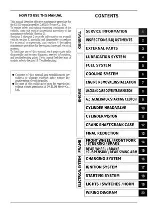 Daelim S2 250 service manual Preview image 2