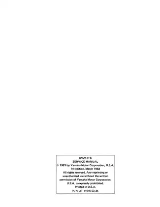 Yamaha XVZ12TK Service Manual - Comprehensive Guide for Maintenance and Repair Preview image 3