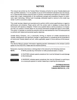 Yamaha XVZ12TK Service Manual - Comprehensive Guide for Maintenance and Repair Preview image 4
