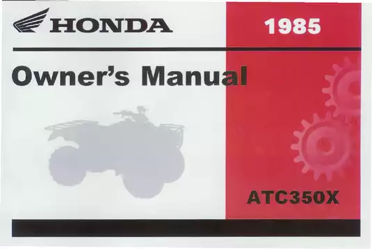 1985-1986 Honda ATC350X ATV owner´s manual Preview image 1