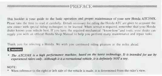 1985-1986 Honda ATC350X ATV owner´s manual Preview image 3